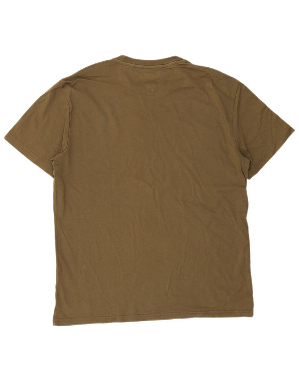 Tommy Hilfiger Camiseta gráfica para hombre Top Large Khaki Cotton