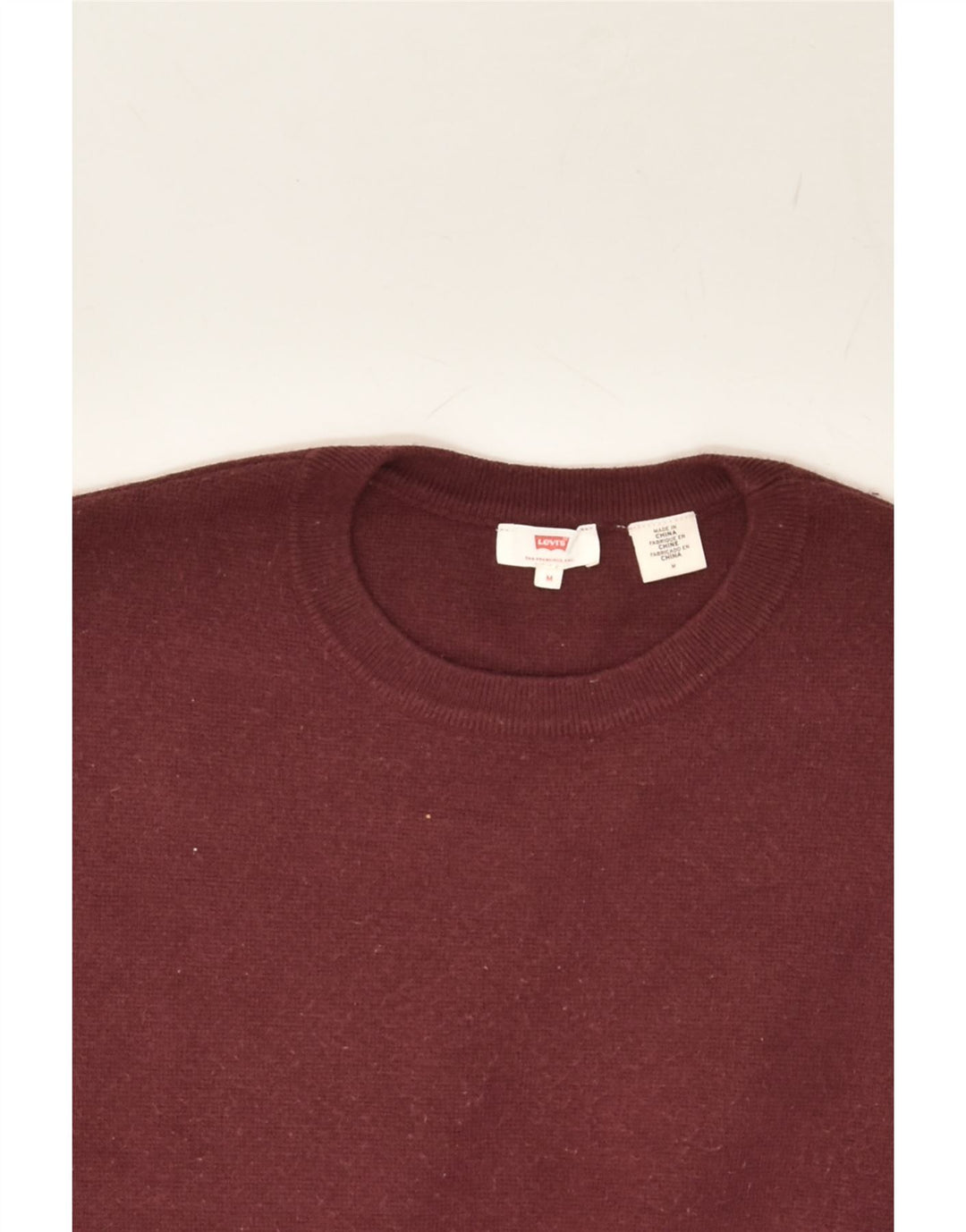 LEVI'S Womens Crew Neck Jumper Sweater UK 14 Medium Maroon Cotton | Vintage Levi's | Thrift | Second-Hand Levi's | Used Clothing | Messina Hembry 