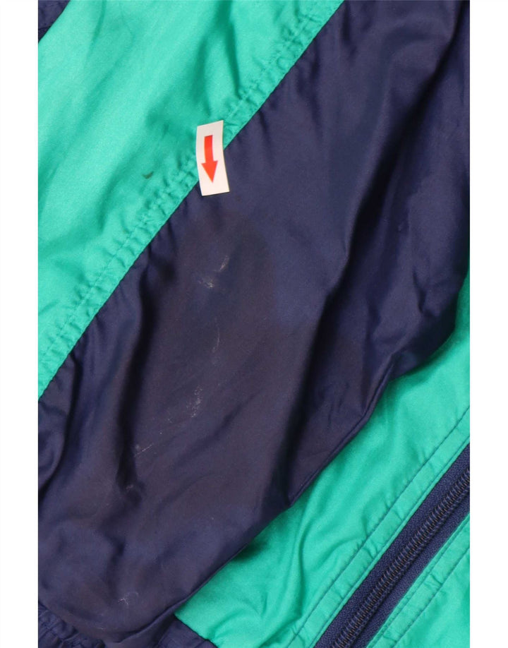 Vintage hombres chándal top chaqueta grande azul marino colorblock poliamida