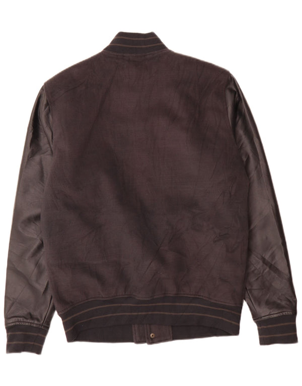 Hollister Mens Graphic Varsity Jacket Reino Unido 38 Mediano Negro Poliéster