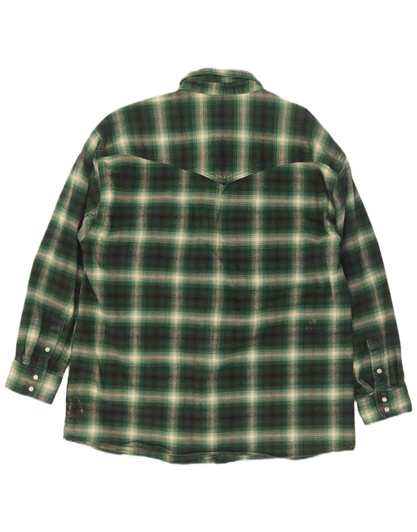 Levi's Camisa de franela para mujer UK 44 Algodón a cuadros verde medio
