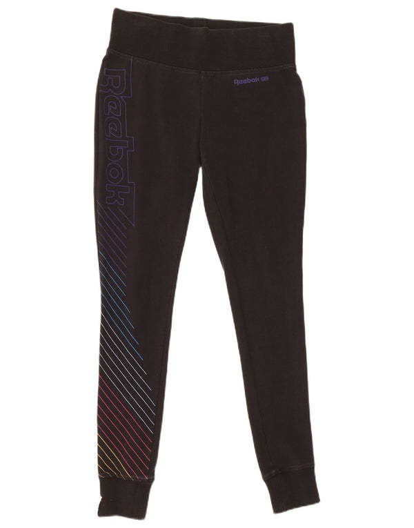 Reebok Leggings gráficos para mujer UK 10 Small Black Stripe Cotton
