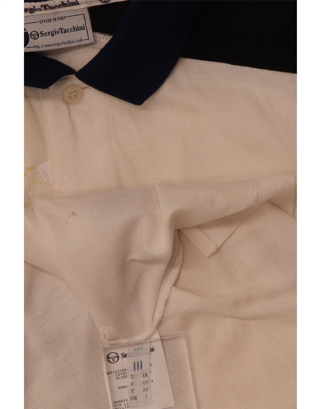 SERGIO TACCHINI Polo gráfico de hombre pequeño de algodón blanco con bloques de color