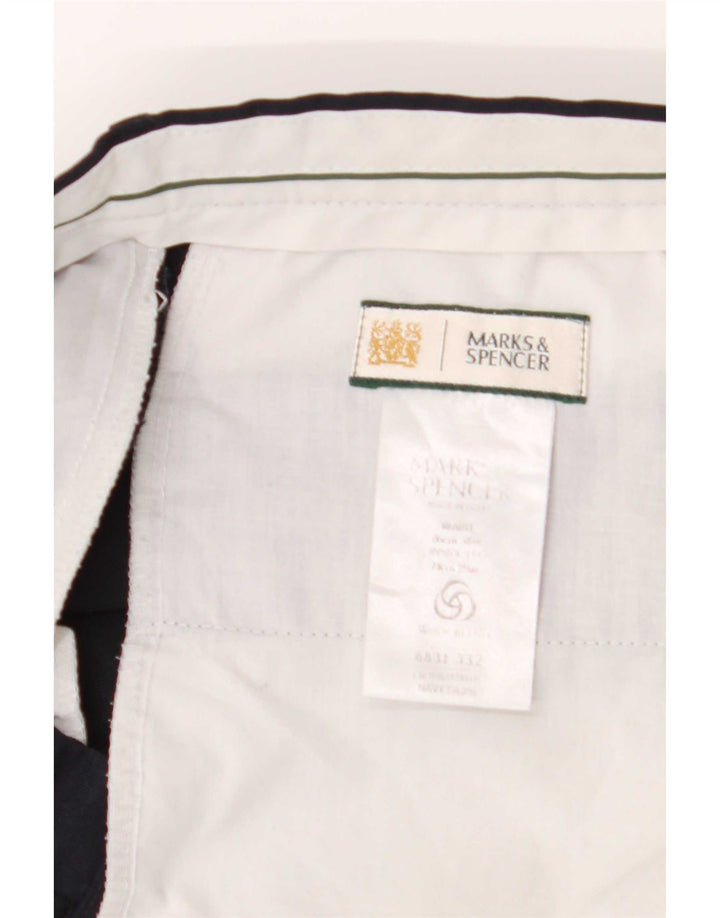 Marks & Spencer Pantalón de traje recto para hombre W34 L29 Poliéster azul marino