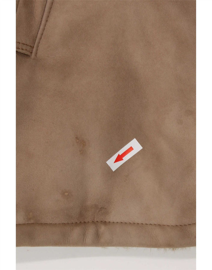 Vintage mujer shearling chaqueta Reino Unido 8 pequeño marrón