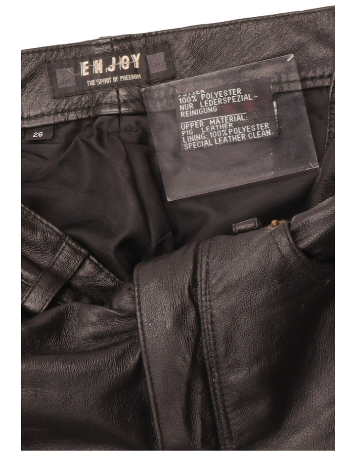 ENJOY Womens Leather Trousers W26 L29 Black Leather