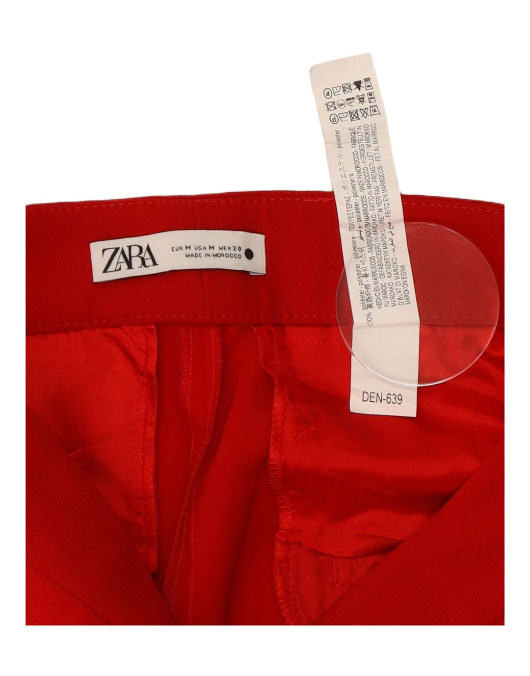 Zara Mujer Pantalón Traje Recto Mediano W28 L32 Poliéster Rojo