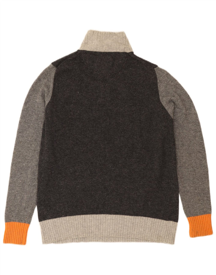 TRUSSARDI Jersey De Cuello Con Cremallera Para Hombre De Lana Color Block Gris Medio
