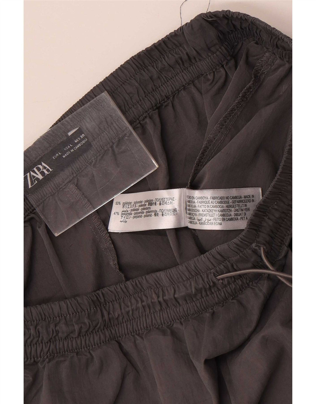 Zara Mujer Cargo Chándal Pantalones Joggers UK 44 Grande Gris Poliéster