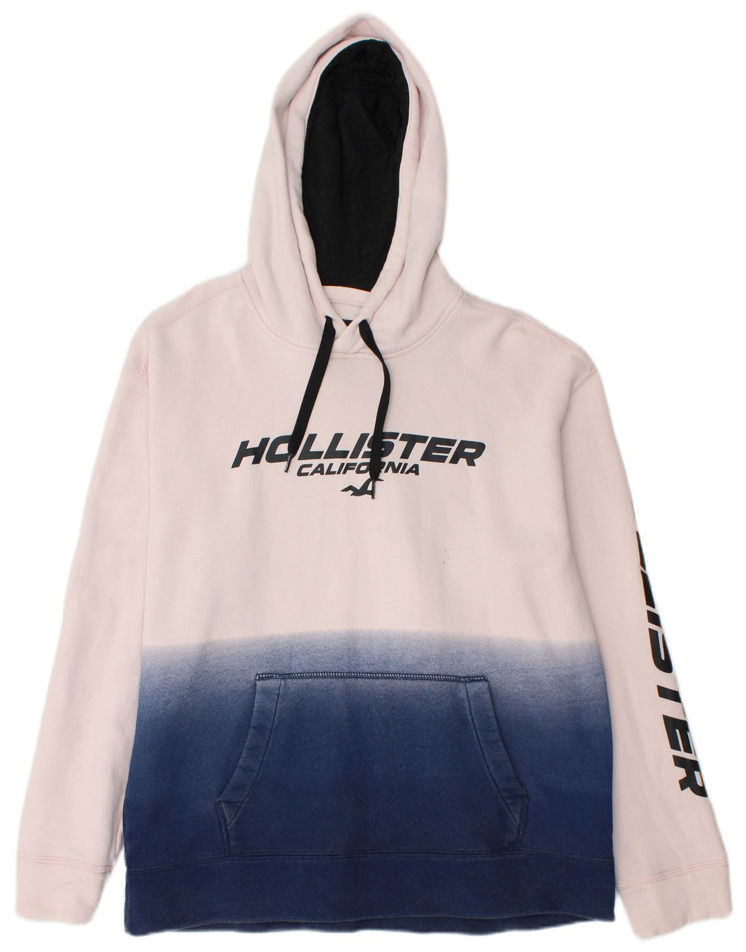 HOLLISTER Jersey con capucha gráfica para hombre, talla grande, algodón blanco con bloques de color