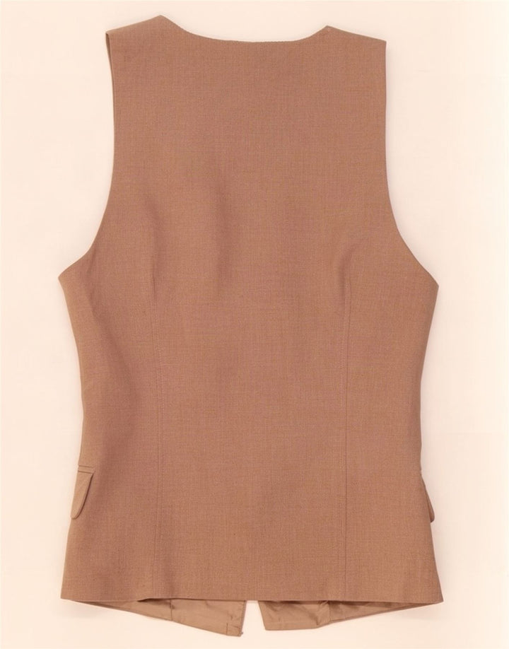 Zara Mujer Chaleco OPEN UK 4 XS Beige Poliéster