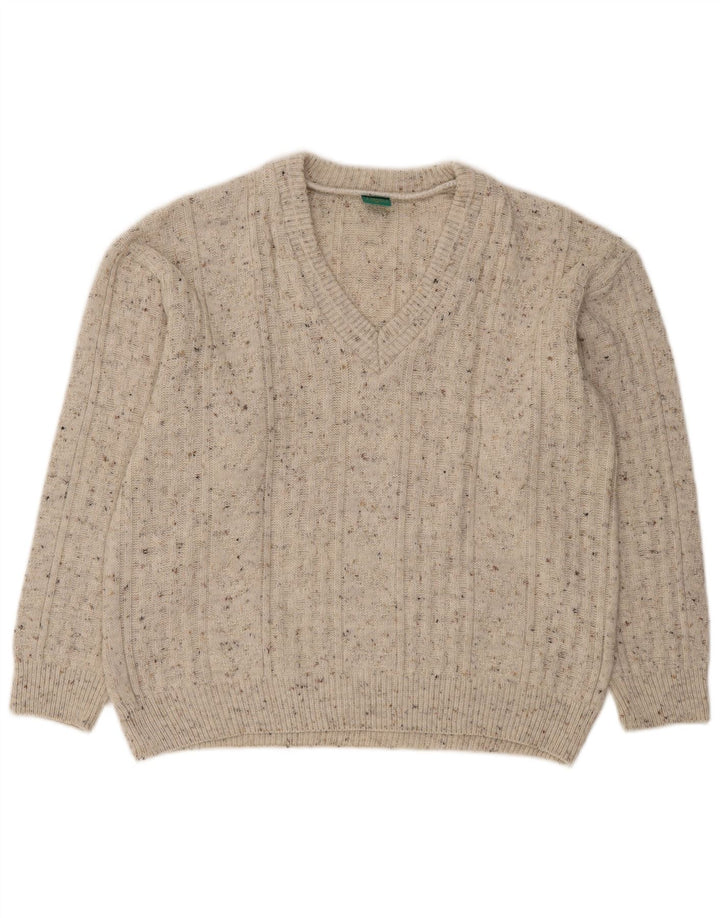 Canda Hombre Jersey Con Cuello En V Jersey Acrílico Moteado Gris Medio