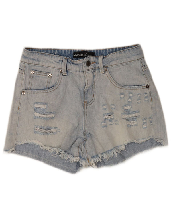 Rip Curl Mujer Pantalones Cortos De Mezclilla Desgastados W24 XS Algodón Azul