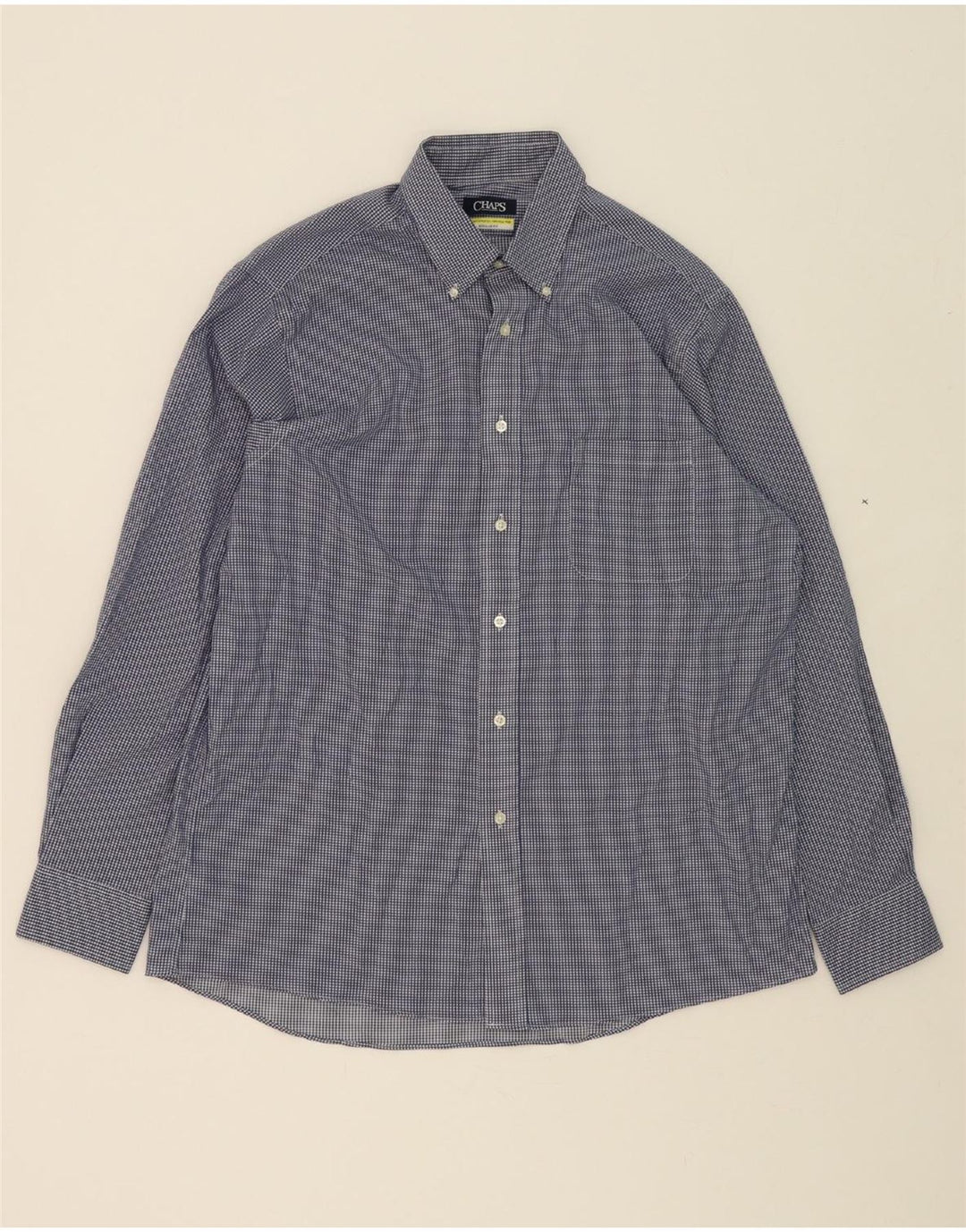 CHAPS Mens Regular Fit Shirt SIze 16 1/2 Large Blue Check Cotton Vintage Chaps and Second-Hand Chaps from Messina Hembry 