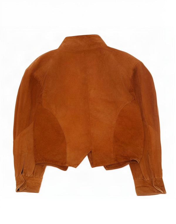 Vintage mujer suelta ajuste ante chaqueta Reino Unido 14 cuero beige medio