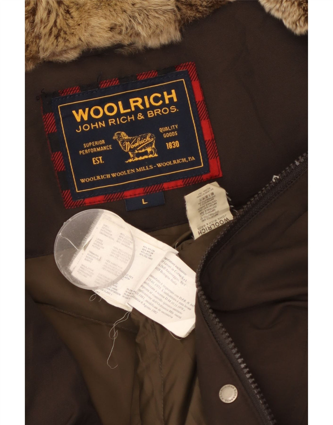 Woolrich Chaqueta acolchada con capucha para mujer UK 46 Large Khaki Cotton
