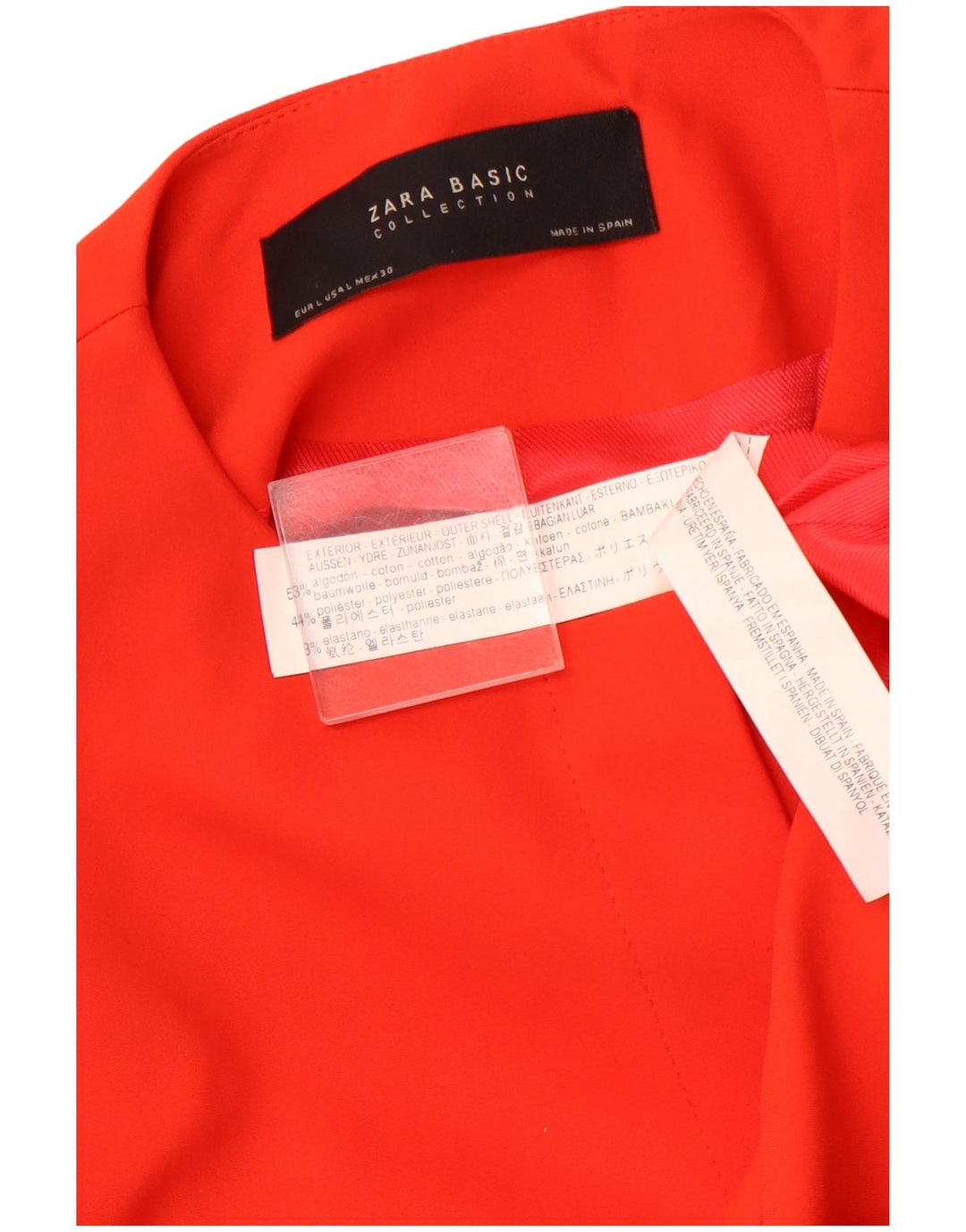 ZARA Chaqueta tipo blazer abierta de manga 3/4 para mujer UK 44 Grande Algodón naranja