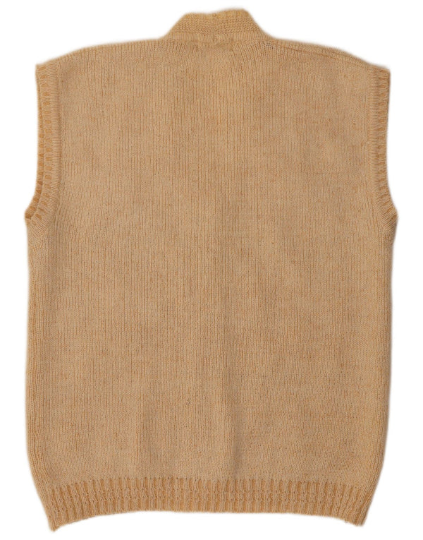 NAGPAL Suéter tipo cárdigan sin mangas para mujer UK 46 Large Beige Floral