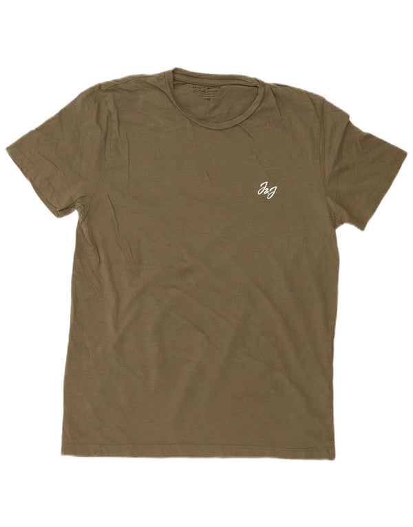 JACK & JONES Hombre Camiseta Top Medium Khaki Algodón
