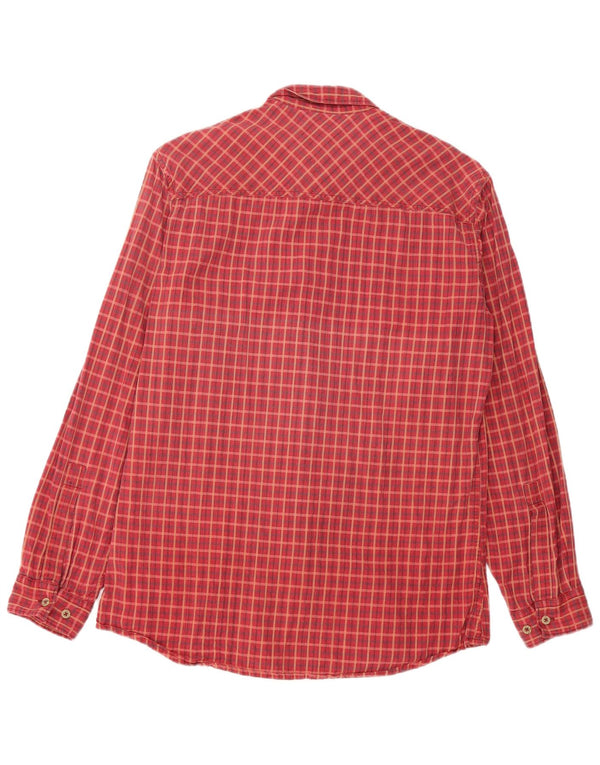Camisa Marlboro Classics para hombre de algodón a cuadros rojos grandes
