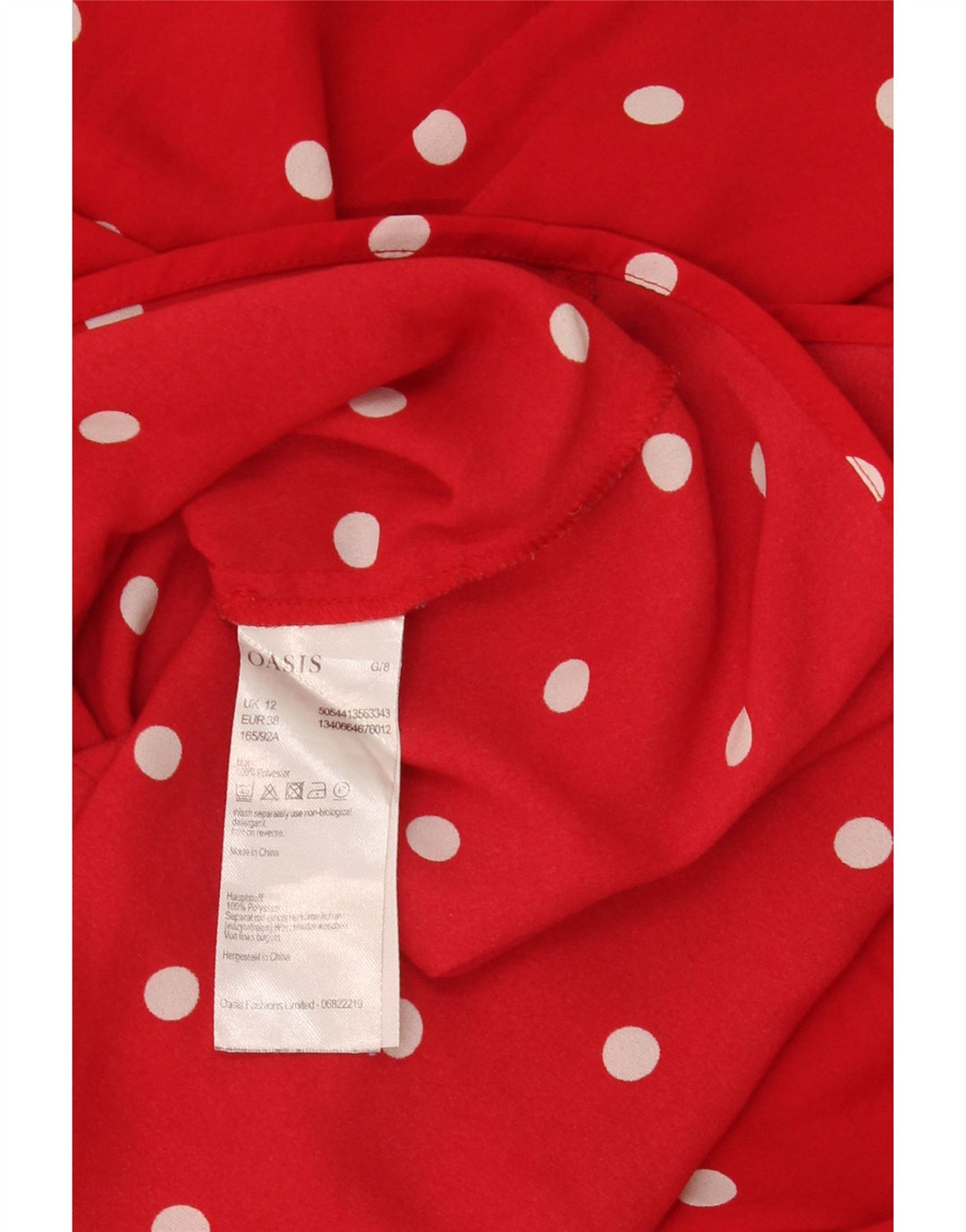 Oasis Blusa Corta con Hombros Descubiertos para Mujer UK 40 Mediano Lunares Rojos
