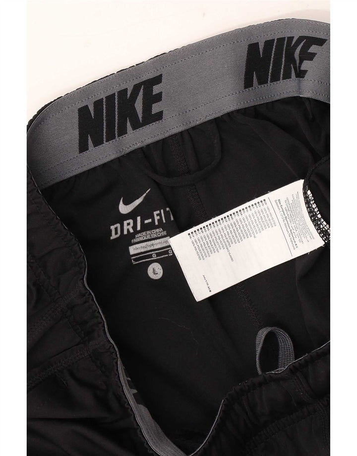 Nike Pantalones cortos deportivos de ajuste regular con gráfico para hombre, poliéster negro grande