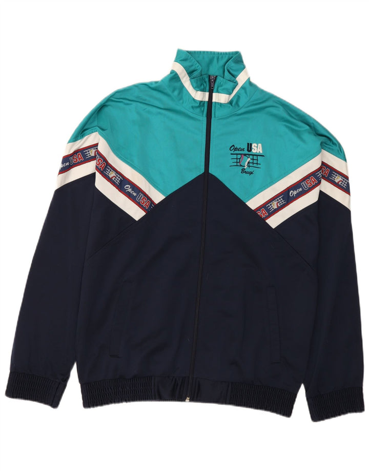 Brugi Chaqueta de chándal con gráfico USA USA para hombre, color azul marino mediano