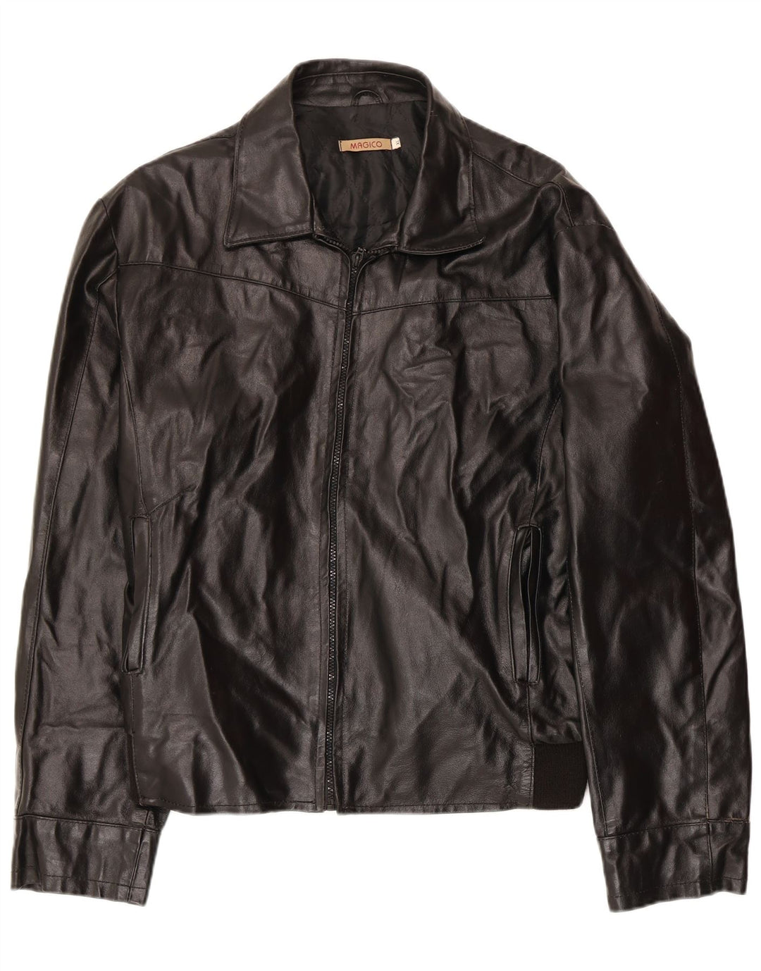 Chaqueta de cuero vintage para hombre Reino Unido 42 XL cuero negro