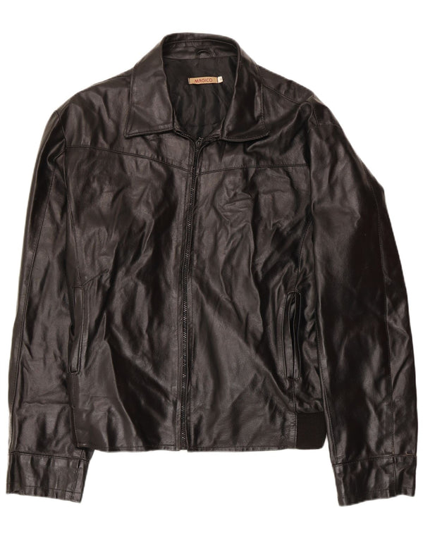 Chaqueta de cuero vintage para hombre Reino Unido 42 XL cuero negro