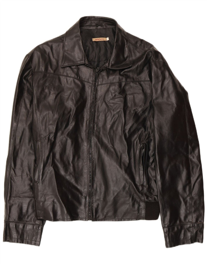 Chaqueta de cuero vintage para hombre Reino Unido 42 XL cuero negro