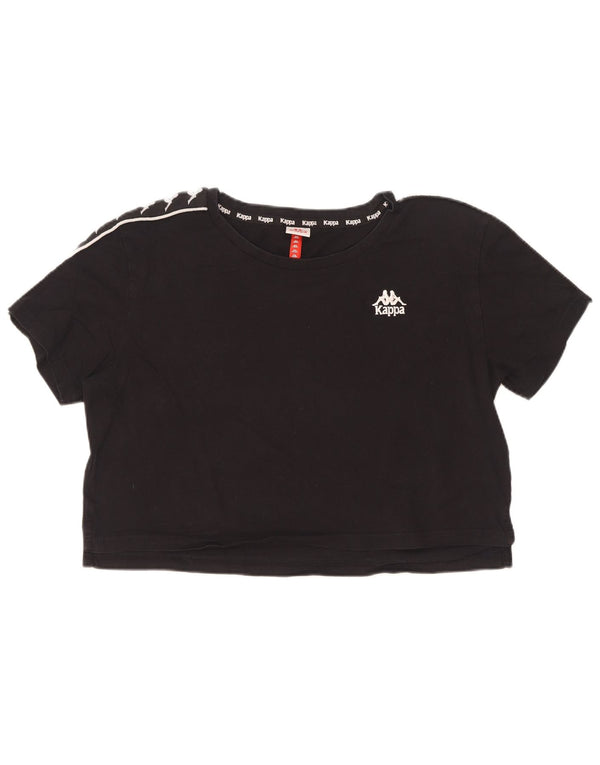 Kappa Camiseta corta con gráfico para mujer UK 46 Large Black Colourblock Cotton