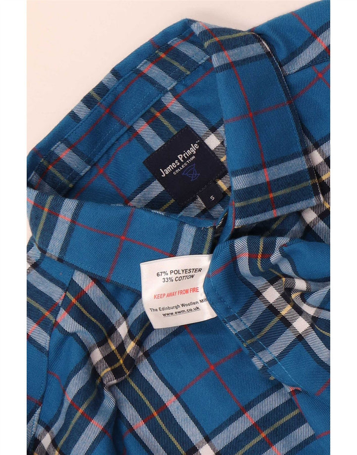 Camisa de franela para hombre James Pringle Poliéster a cuadros azules pequeños
