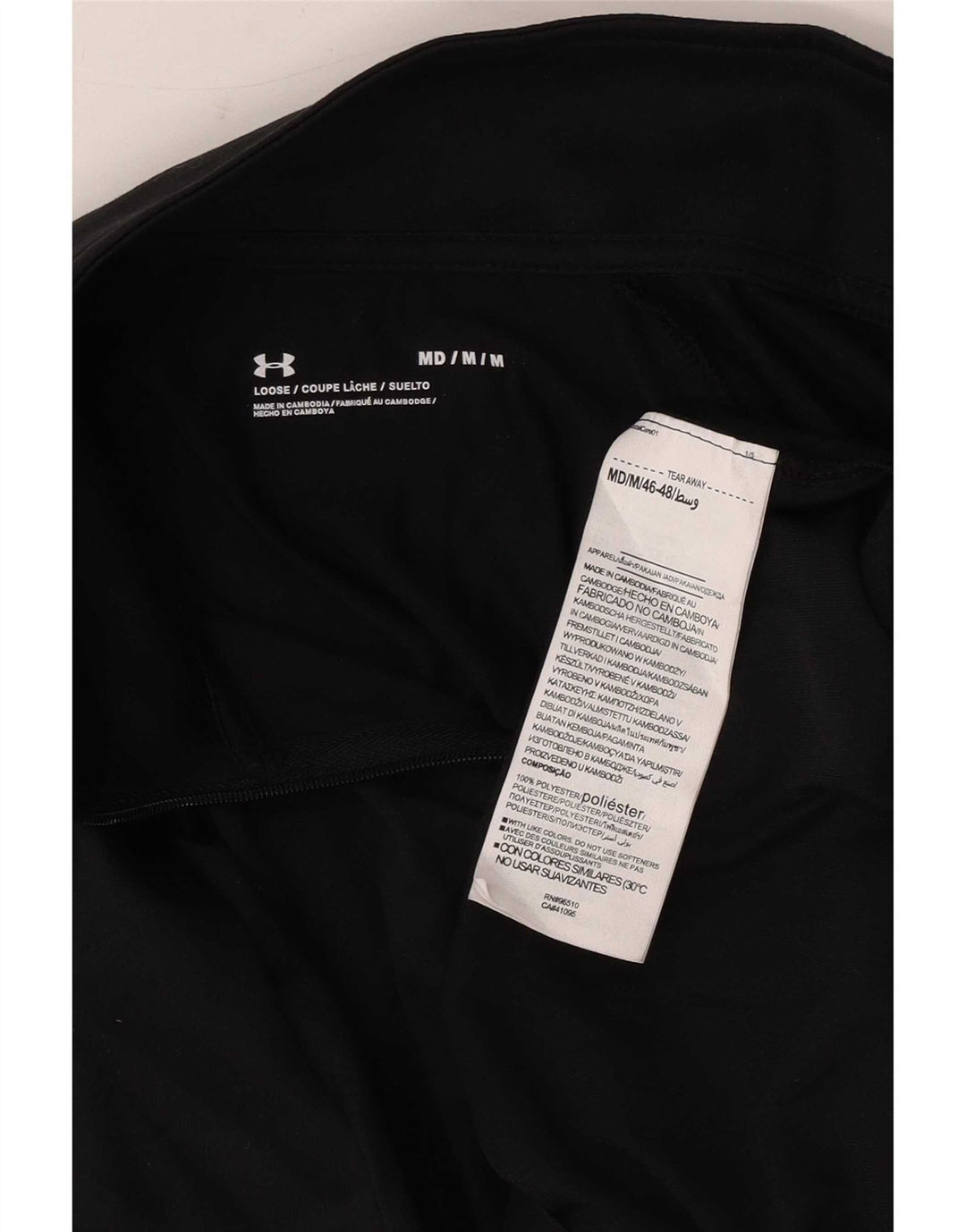 Under Armour Hombre Zip Neck Jersey Chándal Top Mediano Poliéster Negro