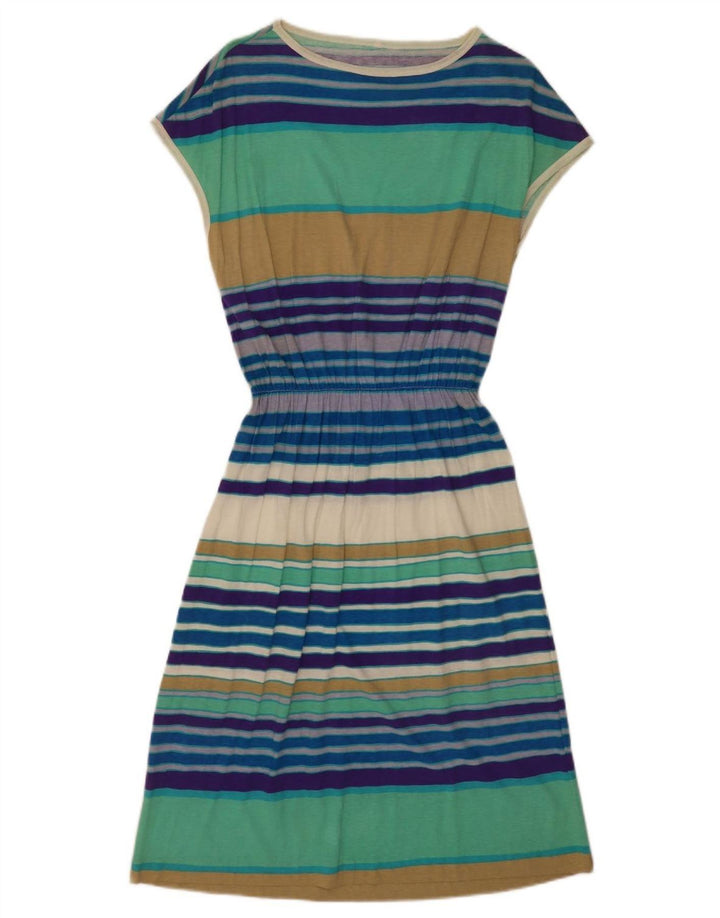 Vintage mujer vestido básico Reino Unido 12 medio multicolor rayas