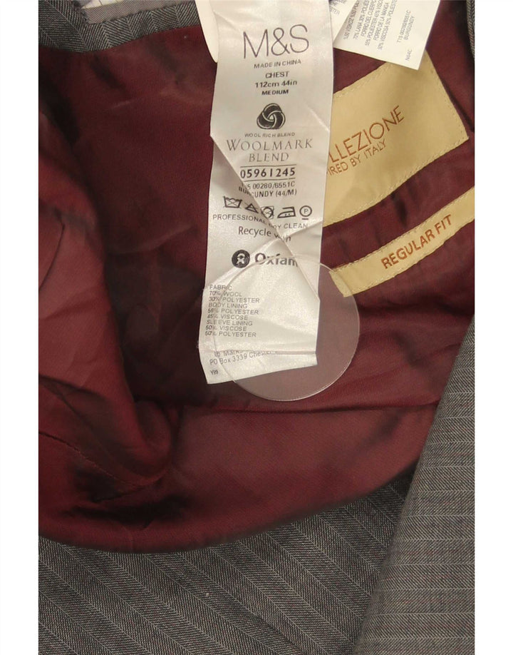 Marks & Spencer Chaqueta tipo blazer de 2 botones para hombre UK 44 XL Lana gris en espiga