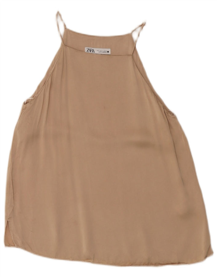 Zara Mujer Cami Top UK 10 Small Viscosa Beige