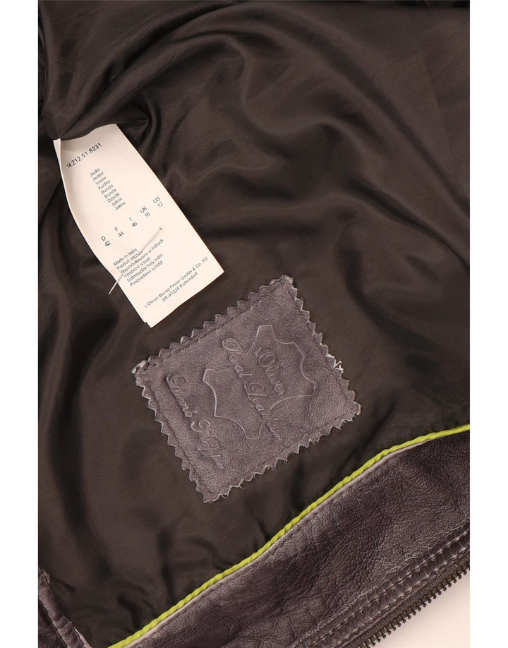 S.Oliver Chaqueta de cuero motera para mujer UK 46 Large Cuero morado