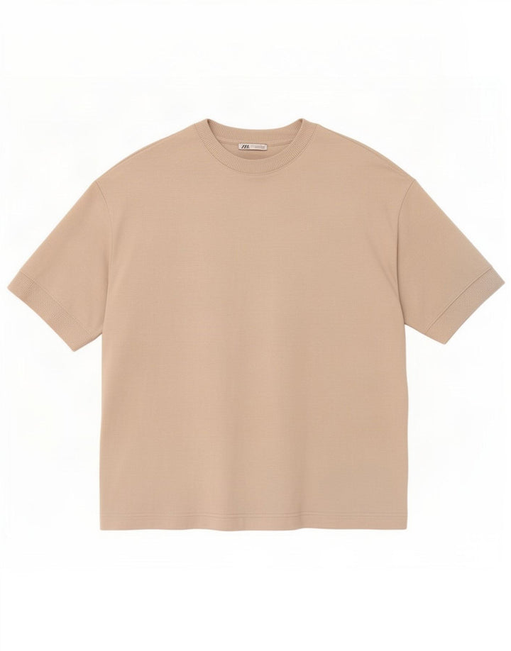 Zara Hombre Camiseta Top Algodón Beige Medio
