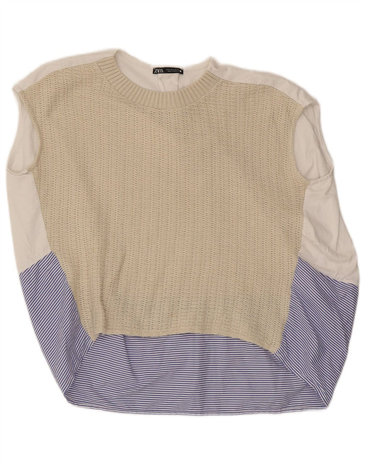 Zara Blusa Sin Mangas para Mujer Top UK 40 Small Multicolor Colorblock