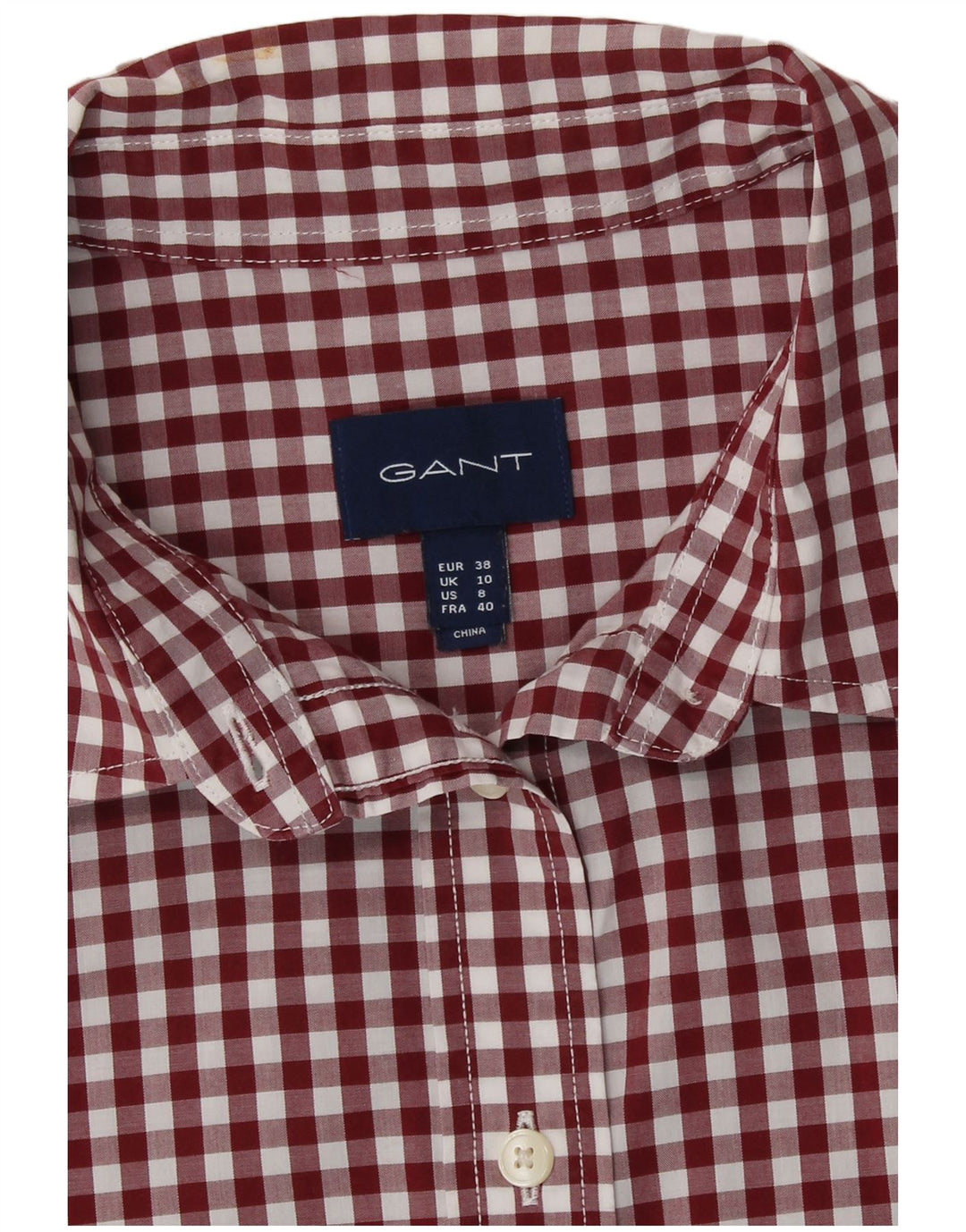 Camisa Gant para mujer Reino Unido 10 Small Borgoña Gingham Algodón