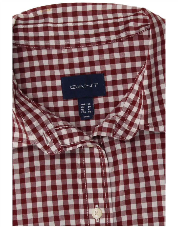 Camisa Gant para mujer Reino Unido 10 Small Borgoña Gingham Algodón