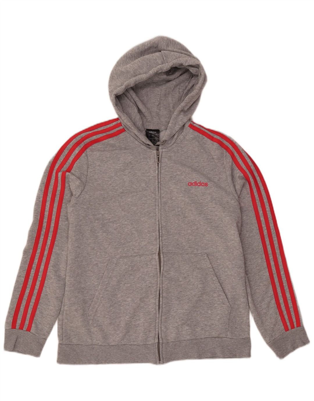 ADIDAS Sudadera con capucha y cremallera para mujer UK 20/22 XL Algodón moteado gris