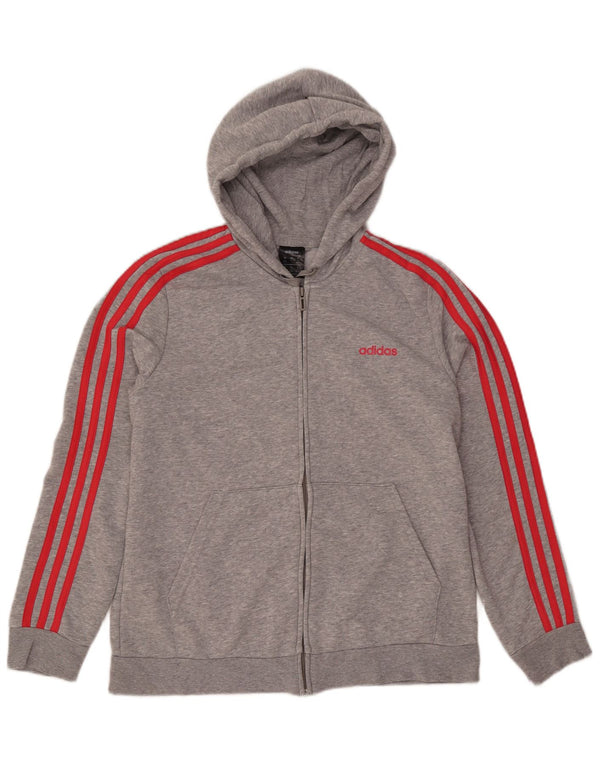 ADIDAS Sudadera con capucha y cremallera para mujer UK 20/22 XL Algodón moteado gris