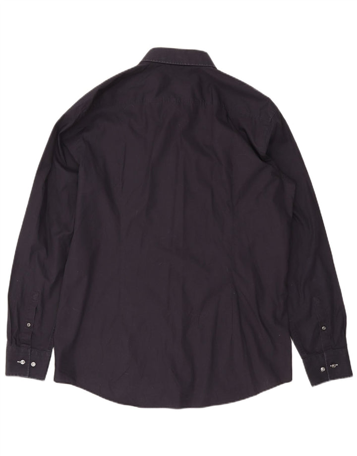 Camisa HUGO BOSS Slim Fit para hombre Talla 44 17 1/2 XL Algodón azul marino