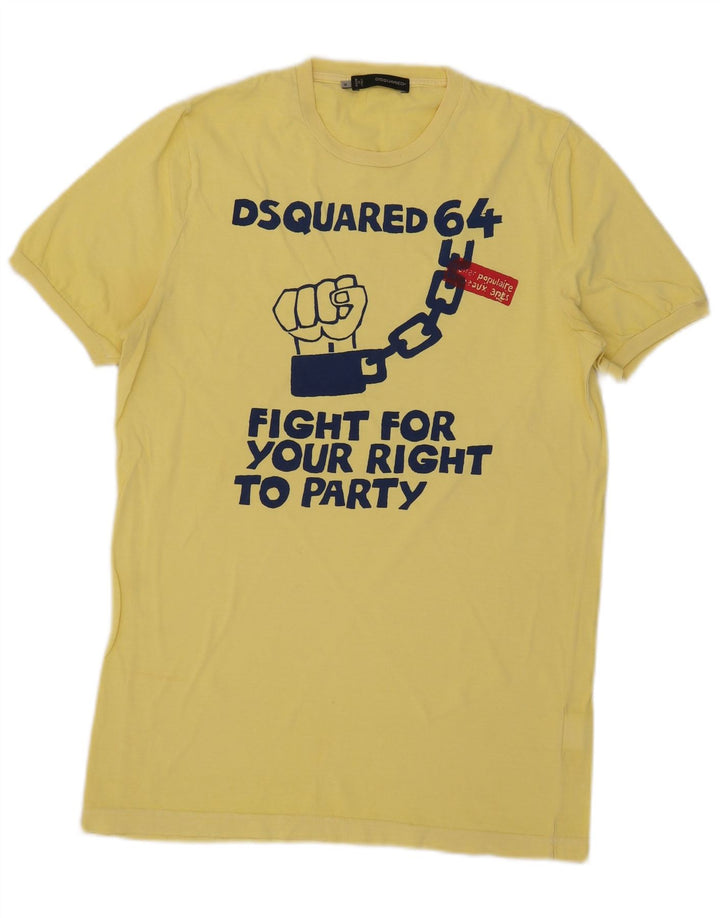 Dsquared2 Hombre Camiseta Gráfica Top Algodón Amarillo Medio