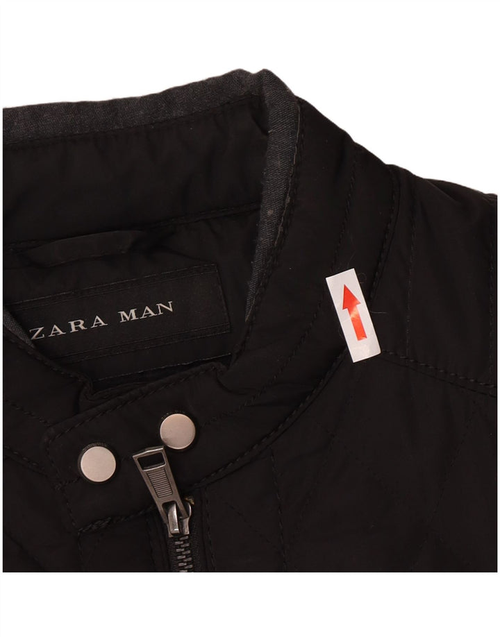 Zara Chaqueta acolchada para hombre UK 40 Large Poliéster negro