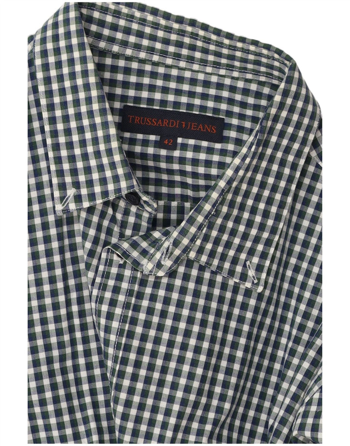 Camisa Hombre Trussardi Jeans Talla 42 Grande Vichy Multicolor