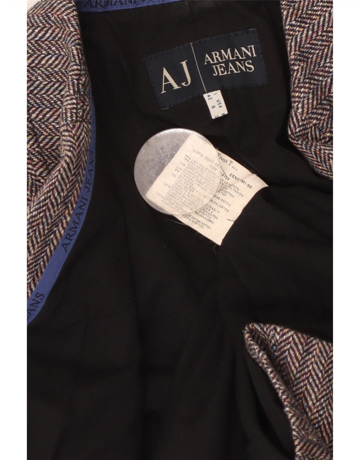 ARMANI JEANS Chaqueta tipo blazer de 4 botones para mujer IT 42 Espiga gris medio