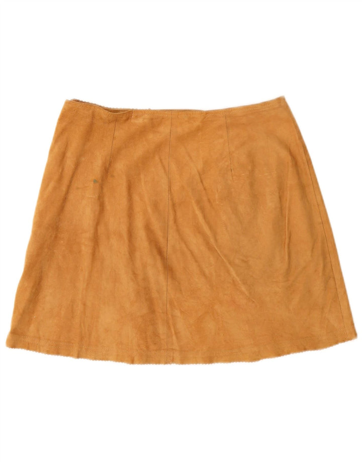 Stefanel Falda cruzada de ante para mujer IT 44 Medium W28 Cuero marrón