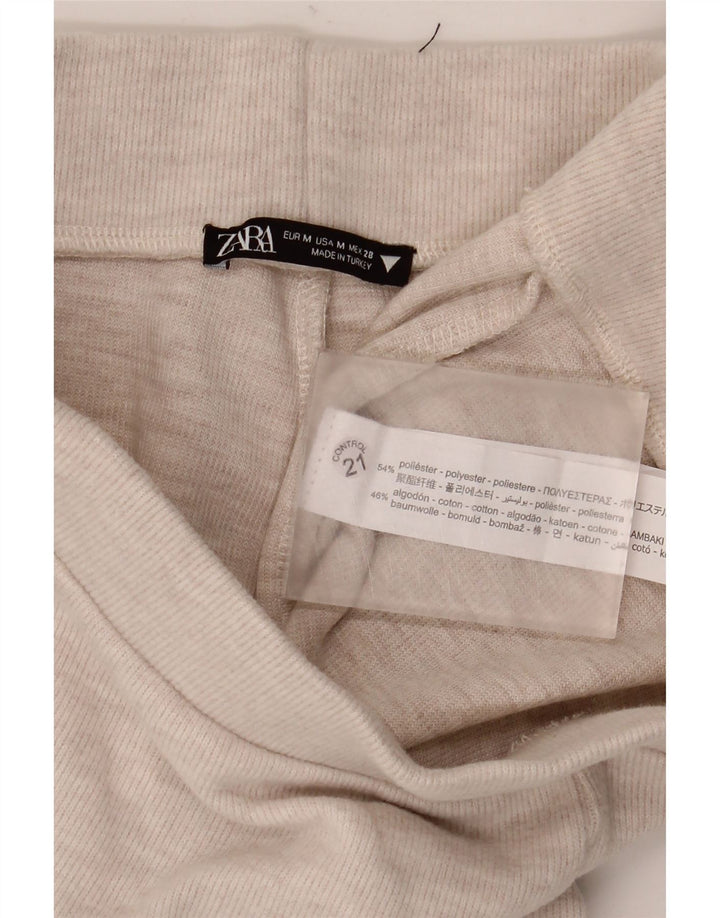 Zara Mujer Pantalones De Chándal UK 42 Medio Beige Poliéster Moteado